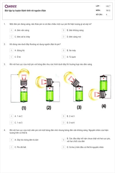 Bài tập tự luyện Định tính về nguồn điện