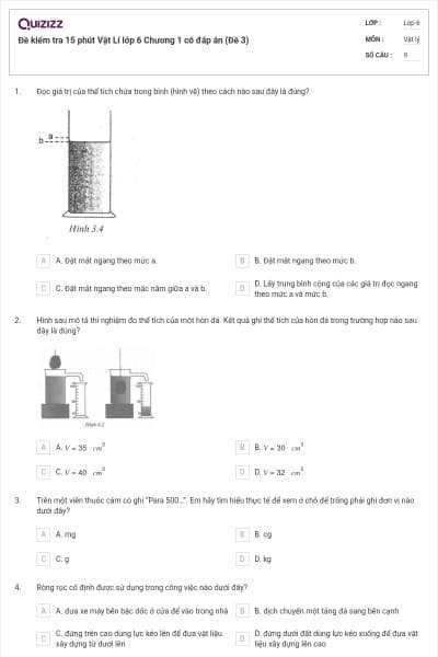 Đề kiểm tra 15 phút Vật Lí lớp 6 Chương 1 có đáp án (Đề 3)