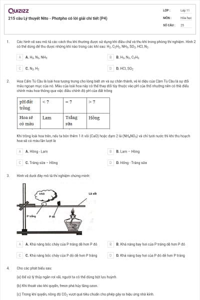 215 câu Lý thuyết Nito - Photpho có lời giải chi tiết (P4)