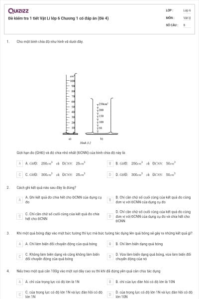 Đề kiểm tra 1 tiết Vật Lí lớp 6 Chương 1 có đáp án (Đề 4)