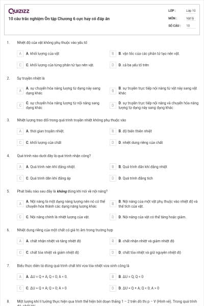 10 câu trắc nghiệm Ôn tập Chương 6 cực hay có đáp án