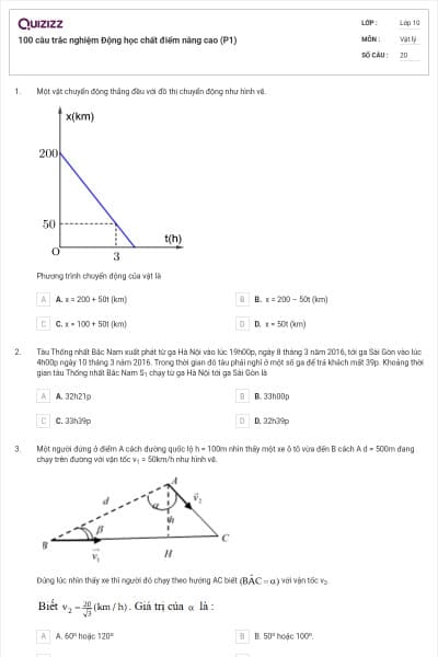 100 câu trắc nghiệm Động học chất điểm nâng cao (P1)