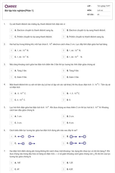 Bài tập trắc nghiệm(Phần 1)