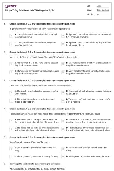 Bài tập Tiếng Anh 8 mới Unit 7 Writing có đáp án