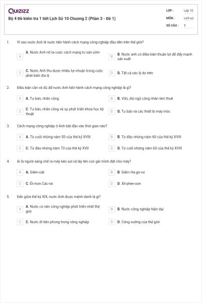 Bộ 4  Đề kiểm tra 1 tiết Lịch Sử 10 Chương 2 (Phần 3 - Đề 1)
