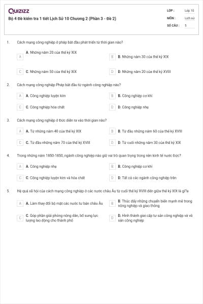 Bộ 4   Đề kiểm tra 1 tiết Lịch Sử 10 Chương 2 (Phần 3 - Đề 2)