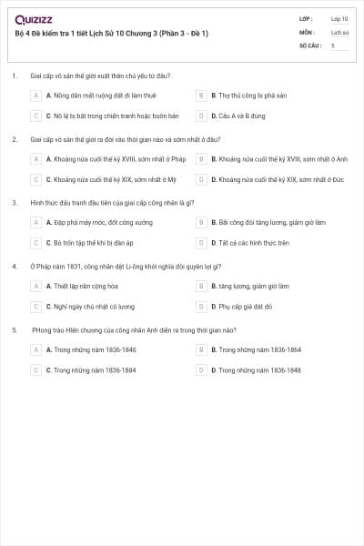 Bộ 4  Đề kiểm tra 1 tiết Lịch Sử 10 Chương 3 (Phần 3 - Đề 1)