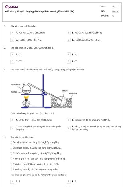 635 câu lý thuyết tổng hợp Hóa học hữu cơ có giải chi tiết (P6)