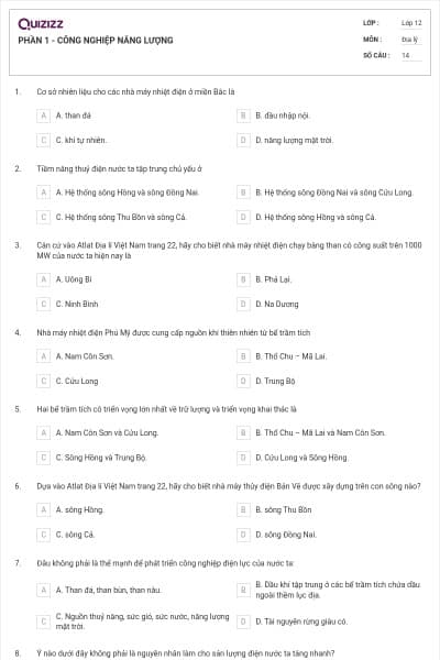 PHẦN 1 - CÔNG NGHIỆP NĂNG LƯỢNG