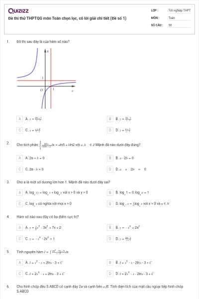 Đề thi thử THPTQG môn Toán chọn lọc, có lời giải chi tiết (Đề số 1)