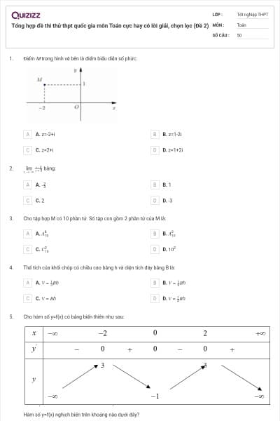 Tổng hợp đề thi thử thpt quốc gia môn Toán cực hay có lời giải, chọn lọc (Đề 2)