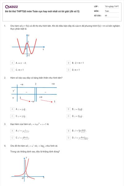 Đè thi thử THPTQG môn Toán cực hay mới nhất có lời giải (đề số 5)