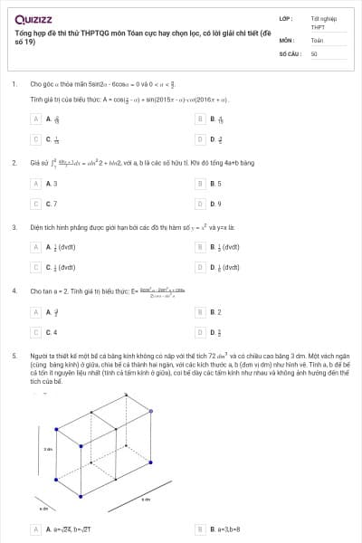 Tổng hợp đề thi thử THPTQG môn Tóan cực hay chọn lọc, có lời giải chi tiết (đề số 19)