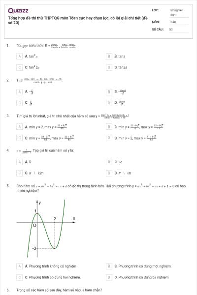 Tổng hợp đề thi thử THPTQG môn Tóan cực hay chọn lọc, có lời giải chi tiết (đề số 20)