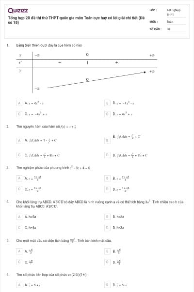 Tổng hợp 20 đề thi thử THPT quốc gia môn Toán cực hay có lời giải chi tiết (Đề số 18)