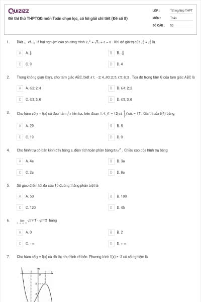 Đề thi thử THPTQG môn Toán chọn lọc, có lời giải chi tiết (Đề số 8)