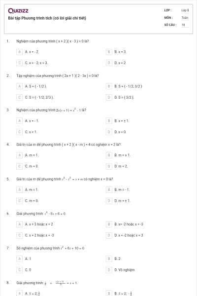 Bài tập Phương trình tích (có lời giải chi tiết)