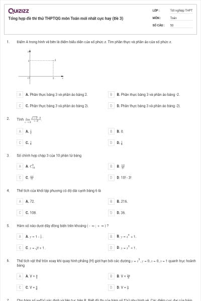 Tổng hợp đề thi thử THPTQG môn Toán mới nhất cực hay (Đề 3)