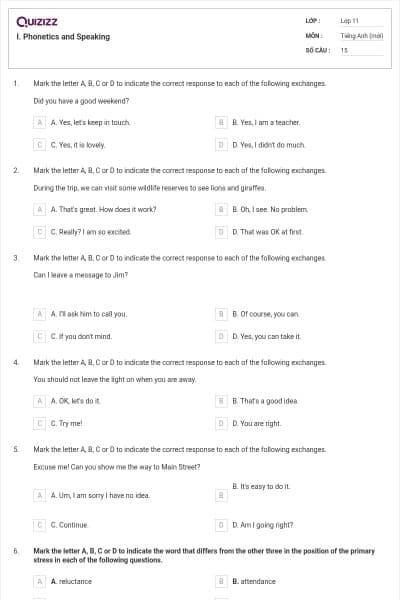 I. Phonetics and Speaking