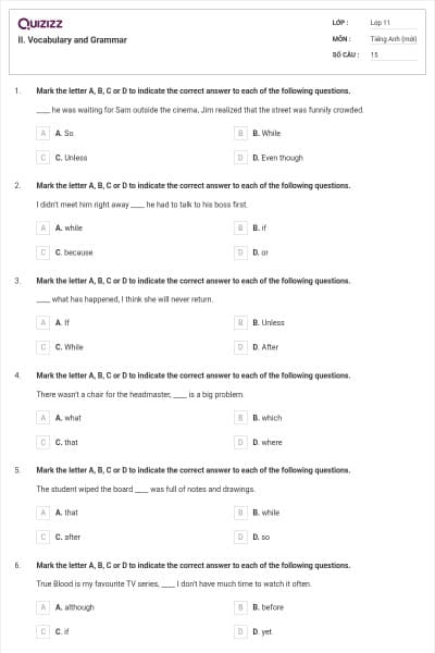 II. Vocabulary and Grammar