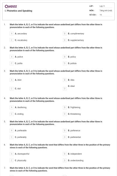 I. Phonetics and Speaking