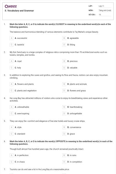 II. Vocabulary and Grammar