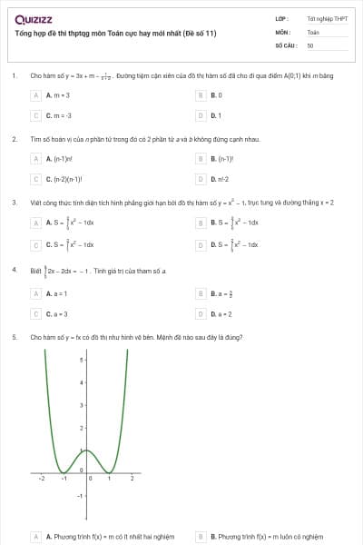 Tổng hợp đề thi thptqg môn Toán cực hay mới nhất (Đề số 11)