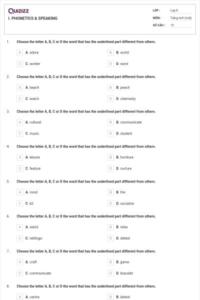 I. PHONETICS & SPEAKING