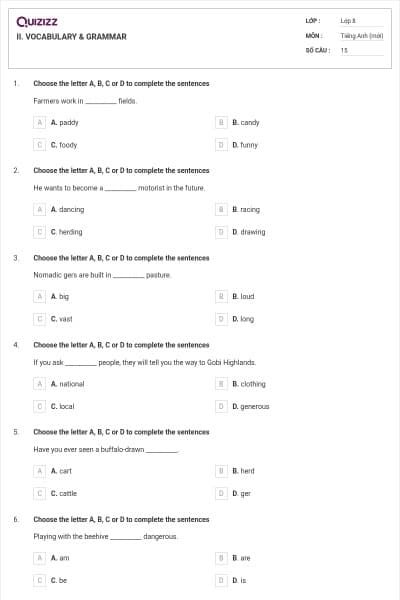 II. VOCABULARY & GRAMMAR