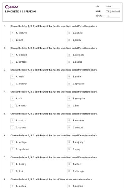 I. PHONETICS & SPEAKING