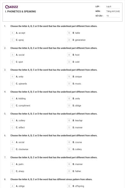 I. PHONETICS & SPEAKING