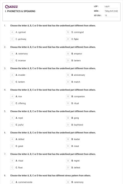 I. PHONETICS & SPEAKING