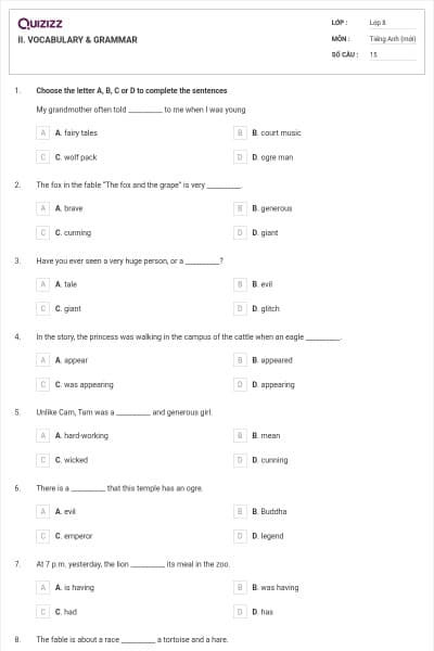 II. VOCABULARY & GRAMMAR