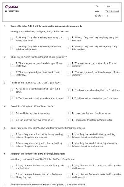 IV. WRITING