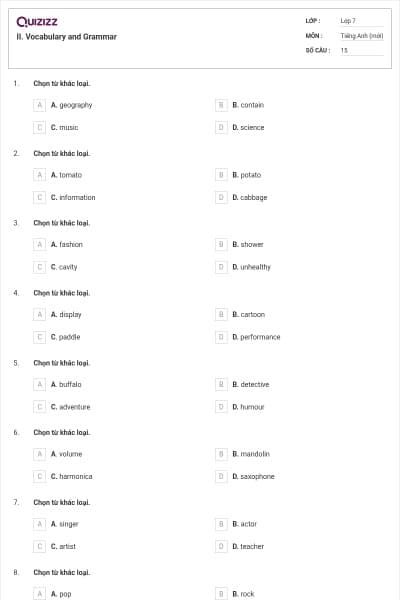II. Vocabulary and Grammar