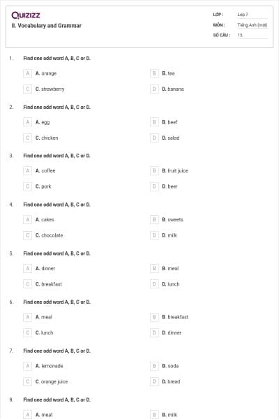 II. Vocabulary and Grammar