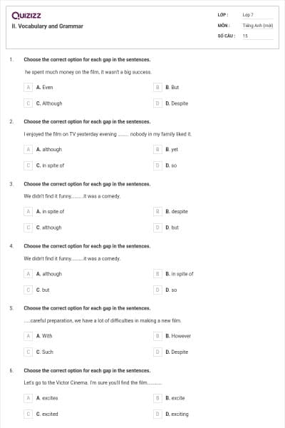 II. Vocabulary and Grammar