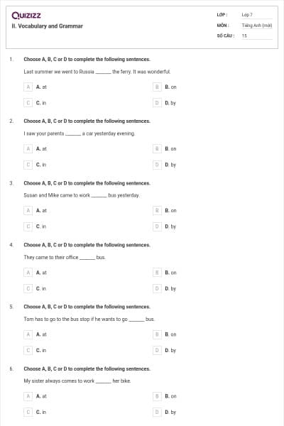 II. Vocabulary and Grammar
