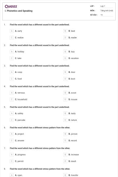 I. Phonetics and Speaking