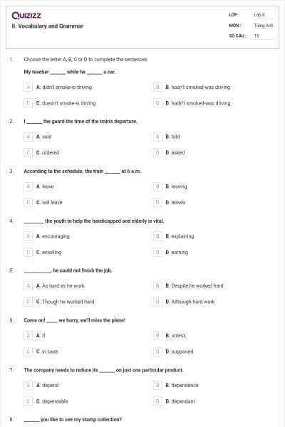 II. Vocabulary and Grammar