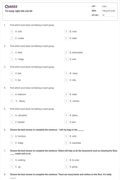 Từ vựng: ngôi nhà của tôi