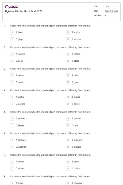 Ngữ âm: Các âm /Z/ , / S/ và / ꞮZ/