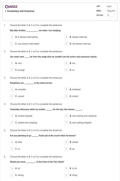 I. Vocabulary and Grammar