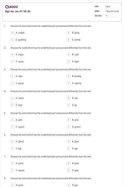 Ngữ âm: âm /P/ VÀ /B/