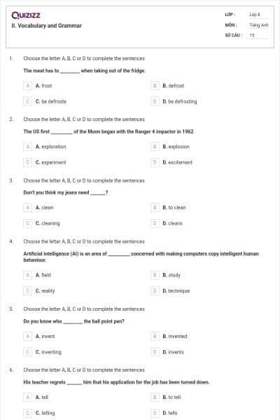 II. Vocabulary and Grammar
