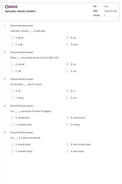 Ngữ pháp: should/ shouldn't