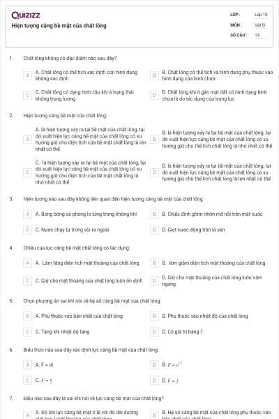 Hiện tượng căng bề mặt của chất lỏng