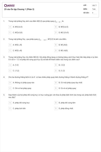 25 câu  Ôn tập Chương 1 (Phần 3)