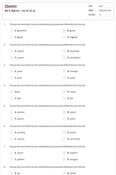 Bài 5: Ngữ âm – âm /k/ và /g/