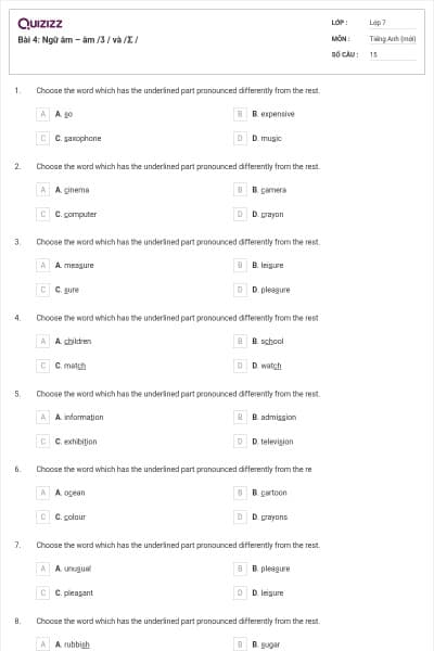 Bài 4: Ngữ âm – âm /Ʒ / và /Ʃ /
